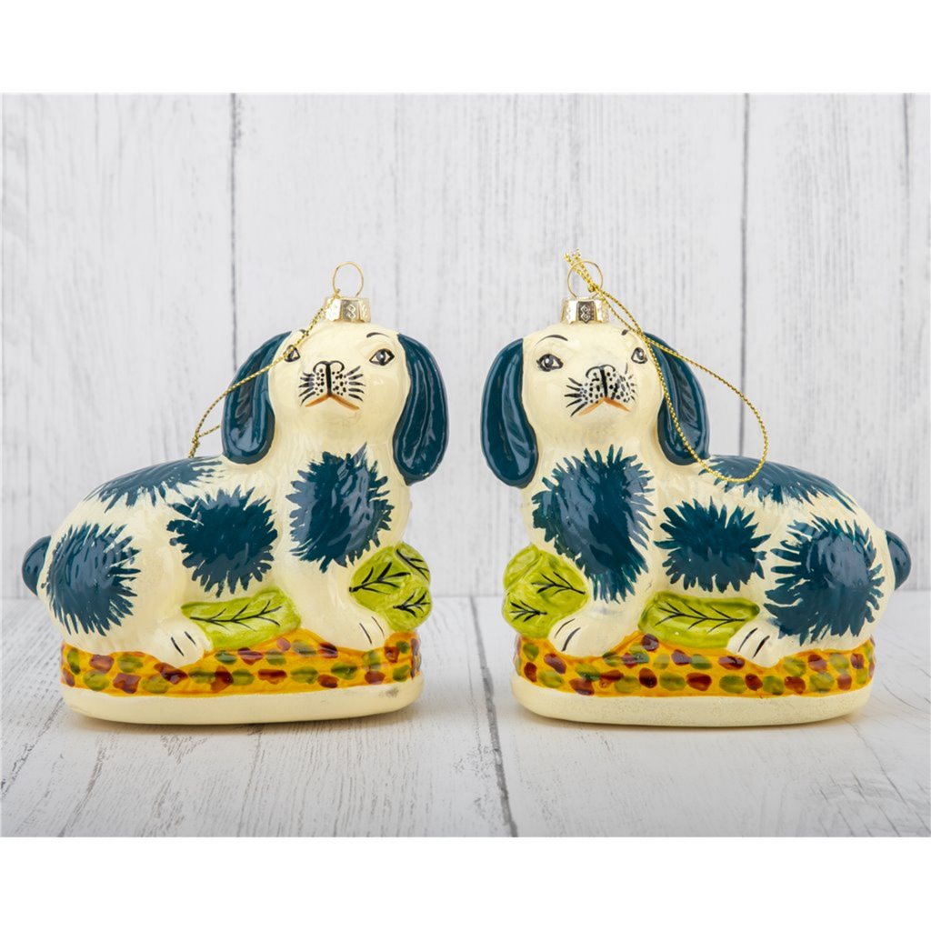 Pair of Blue Glass Bunny Ornaments - The Well Appointed House