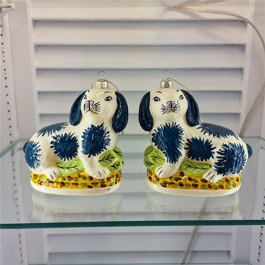 Pair of Blue Glass Bunny Ornaments - The Well Appointed House