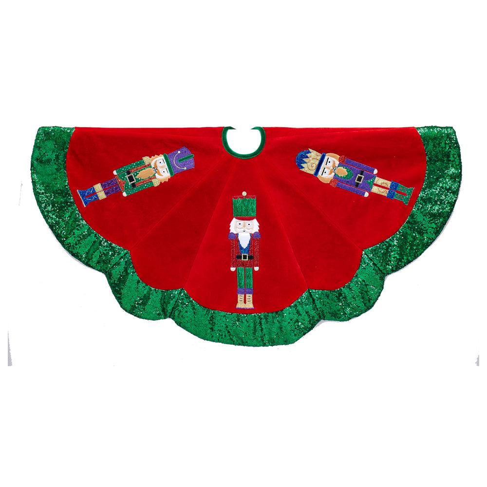 48" Velvet Nutcracker Tree Skirt - Christmas Tree Skirts & Stands - The Well Appointed House