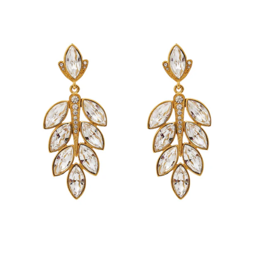 Cascading Crystal Leaves Pierced Earring - The Well Appointed House