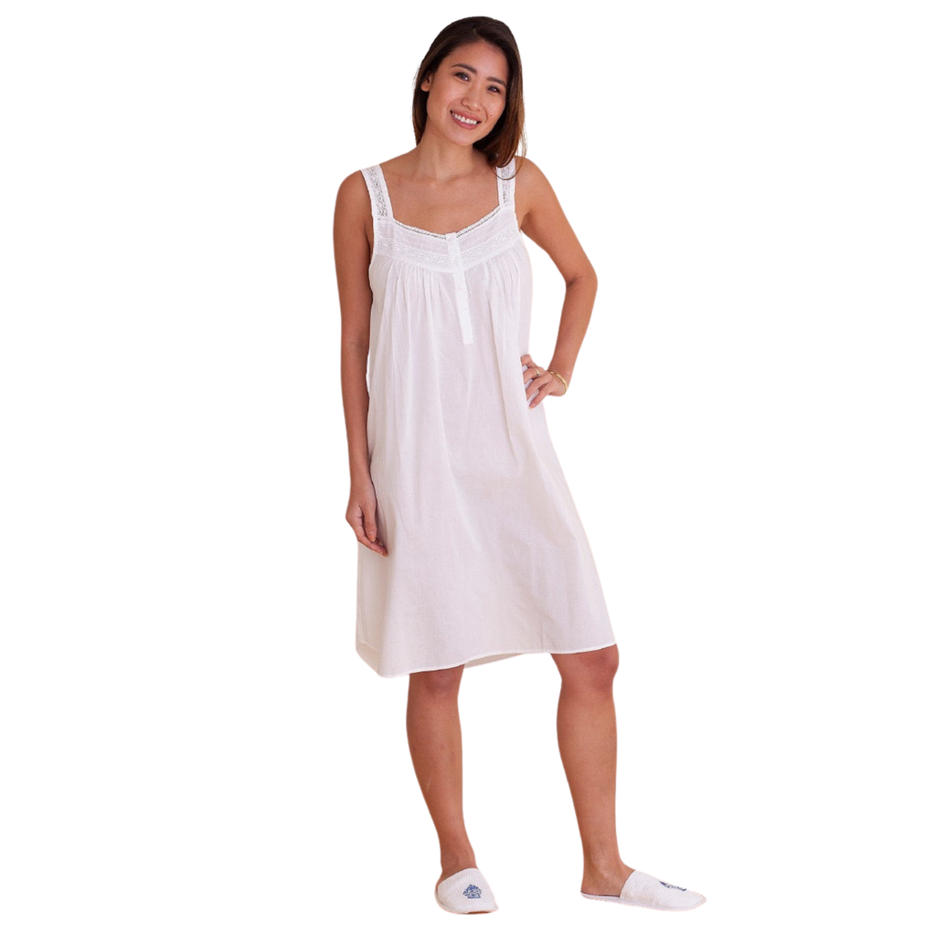 Joy White Cotton Nightgown - The Well Appointed House