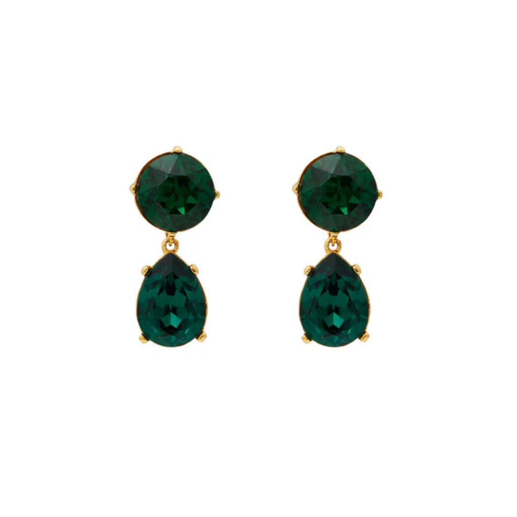 Gold & Emerald Teardrop Pierced Earring - The Well Appointed House