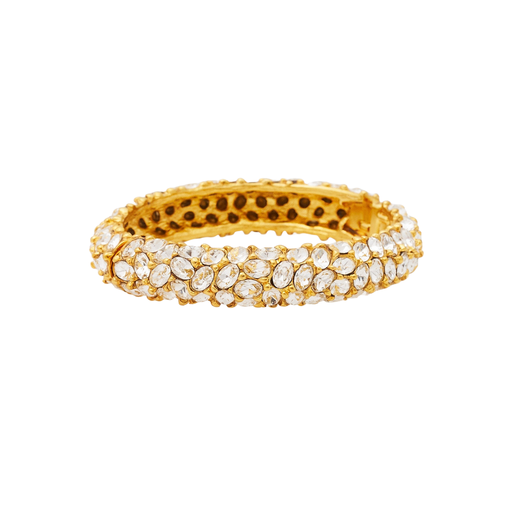 Gold & Crystal Faceted Hinged Bracelet - The Well Appointed House