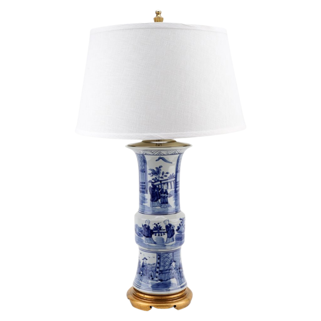 Blue & White Classic Porcelain Vase Lamp With Brass Vase - The Well Appointed House