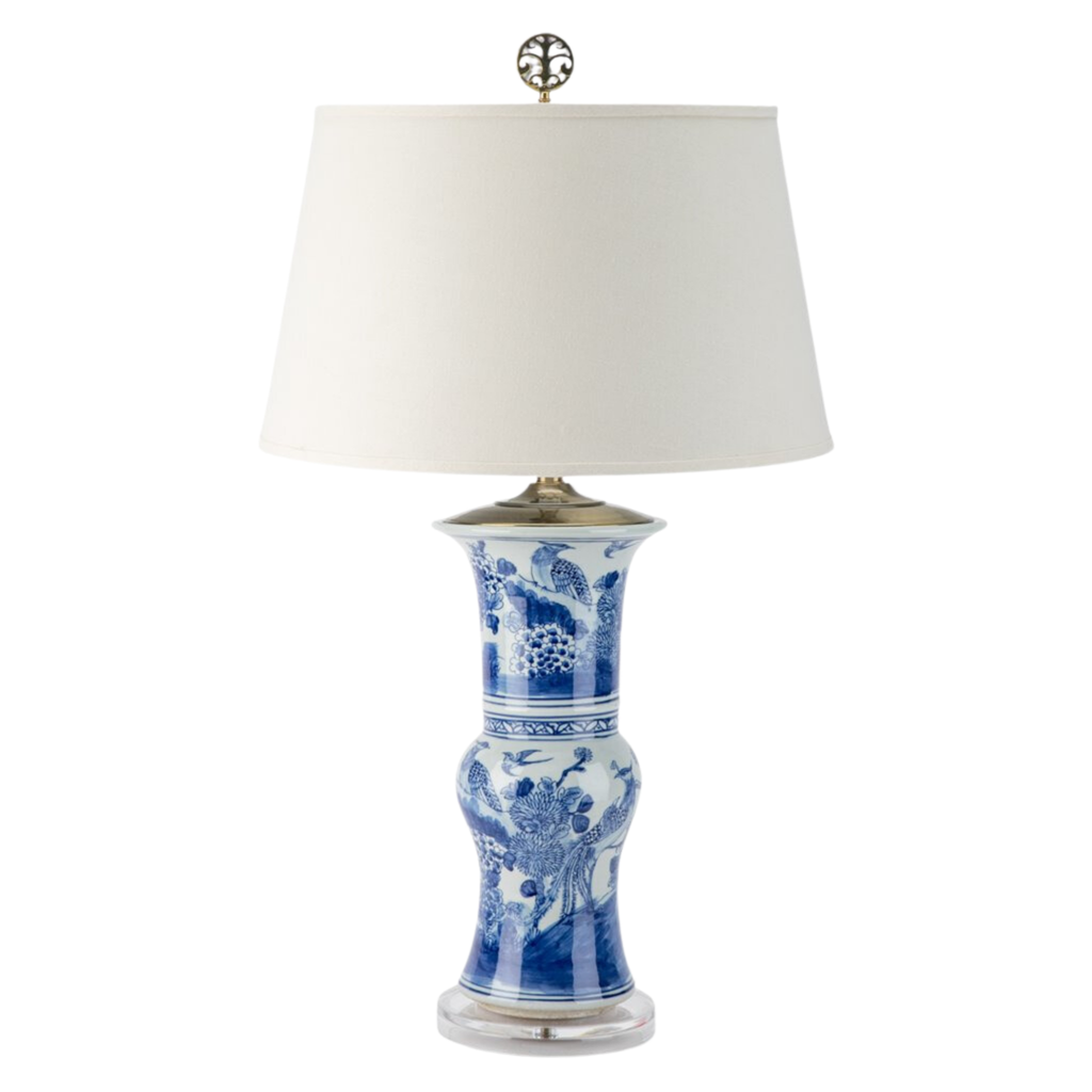 Blue and White Floral Vase Lamp - The Well Appointed House