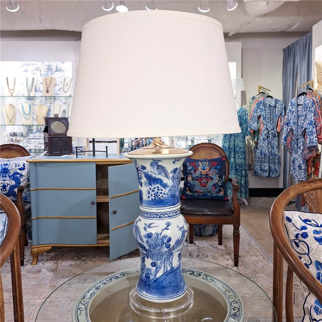 Blue and White Floral Vase Lamp - The Well Appointed House