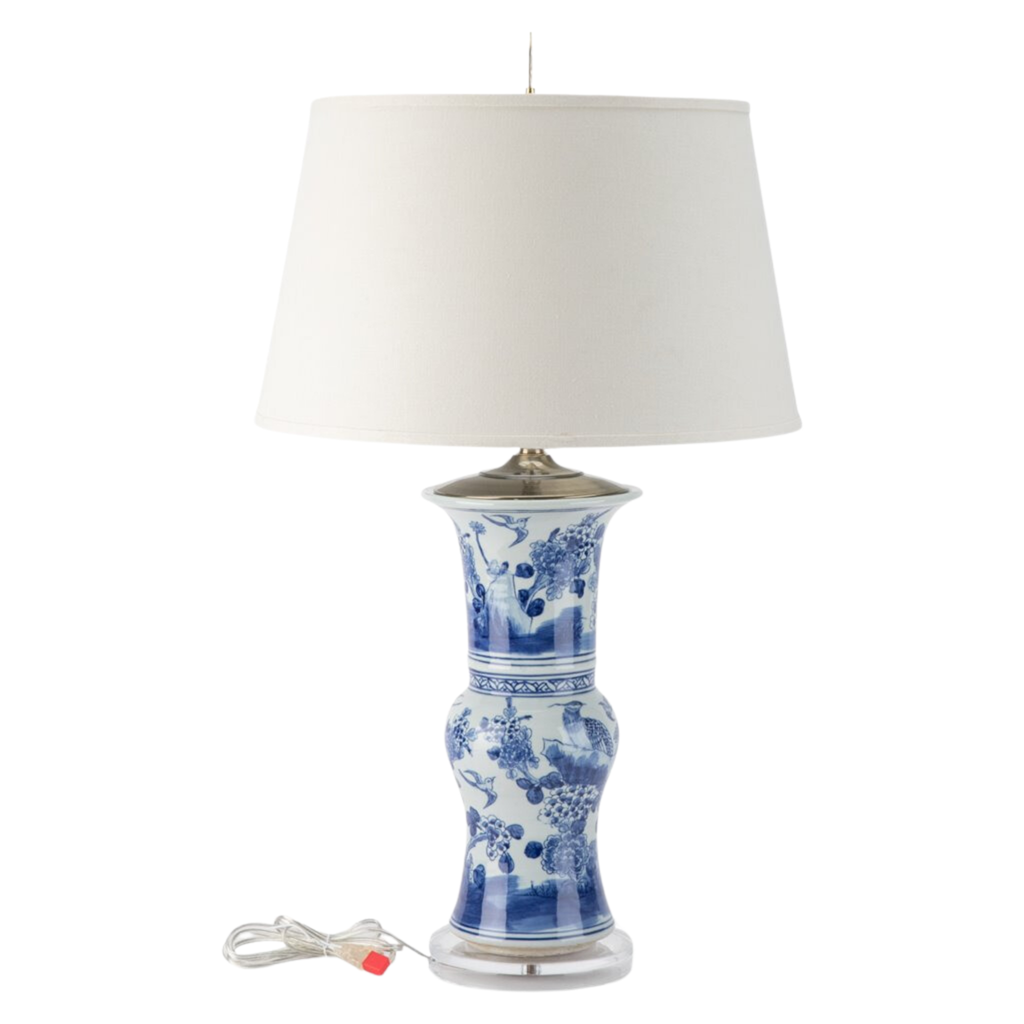 Blue and White Floral Vase Lamp - The Well Appointed House