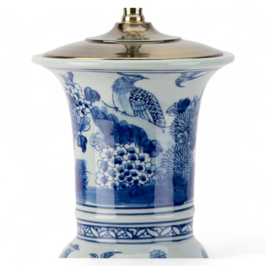 Blue and White Floral Vase Lamp - The Well Appointed House