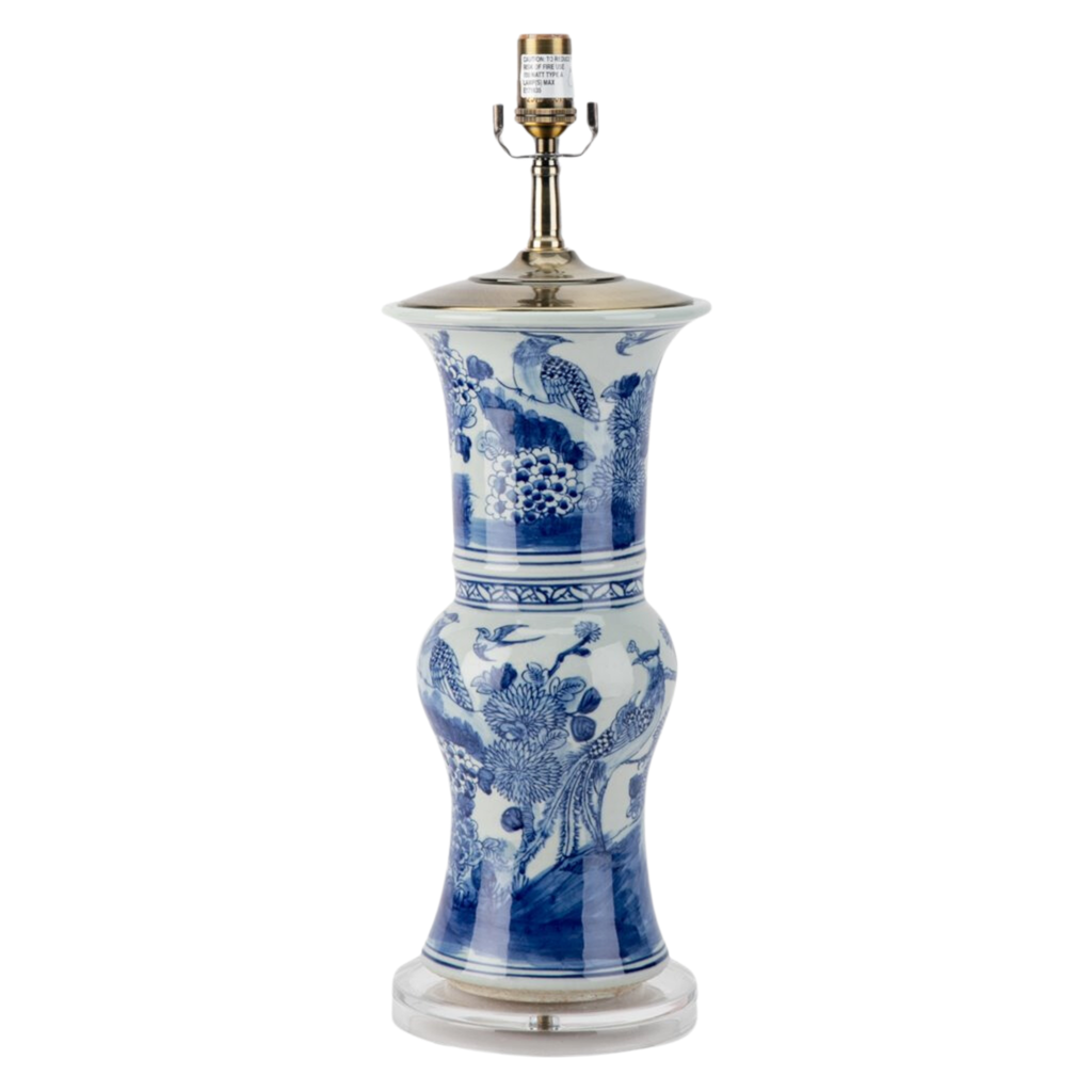 Blue and White Floral Vase Lamp - The Well Appointed House