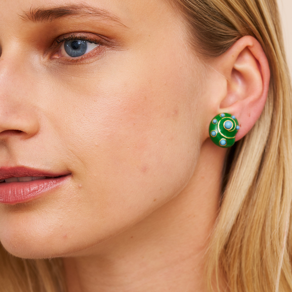 Jade & Turquoise  Snail Earrings - The Well Appointed House