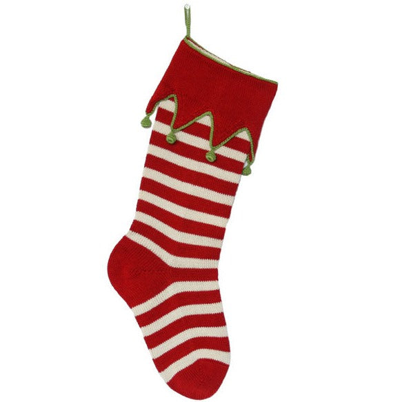 Elf- Cuff Striped Stocking in Red - The Well Appointed House