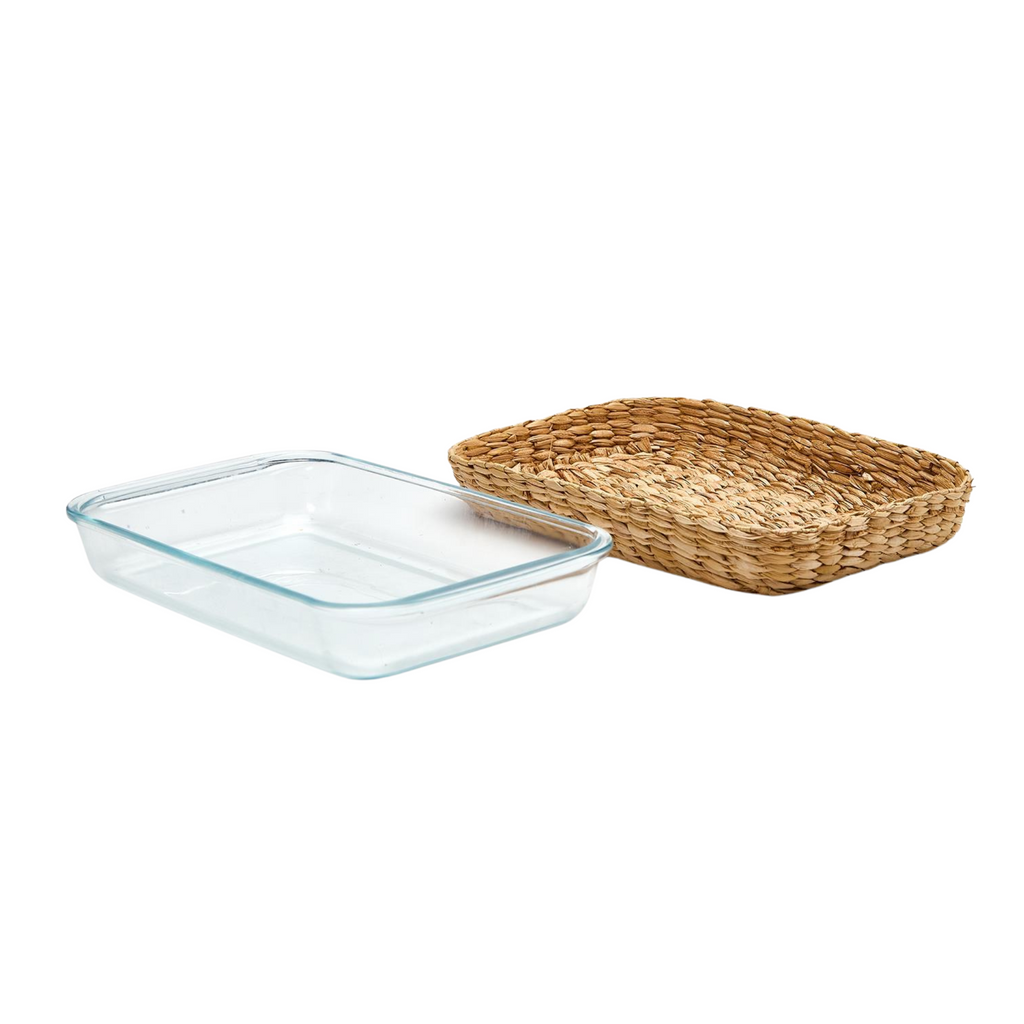 Set of Two Borosilicate Glass Baking Dishes with Removable Hand-Woven Lattice - The Well Appointed House