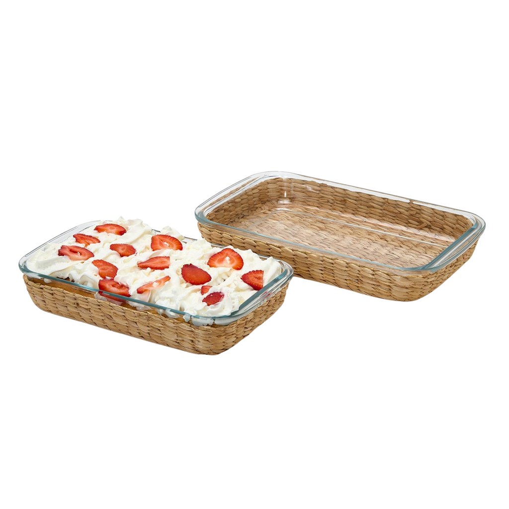 Set of Two Borosilicate Glass Baking Dishes with Removable Hand-Woven Lattice - The Well Appointed House