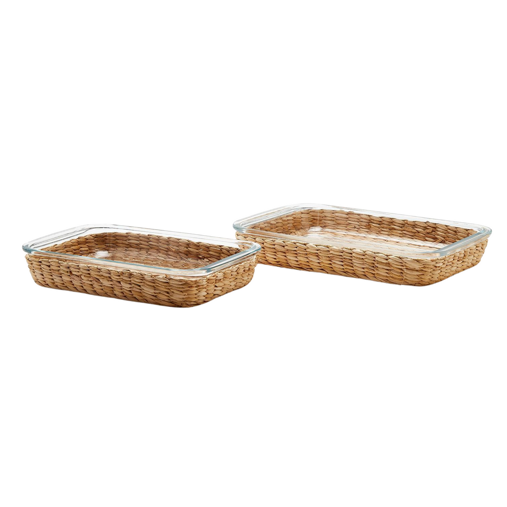 Set of Two Borosilicate Glass Baking Dishes with Removable Hand-Woven Lattice - The Well Appointed House