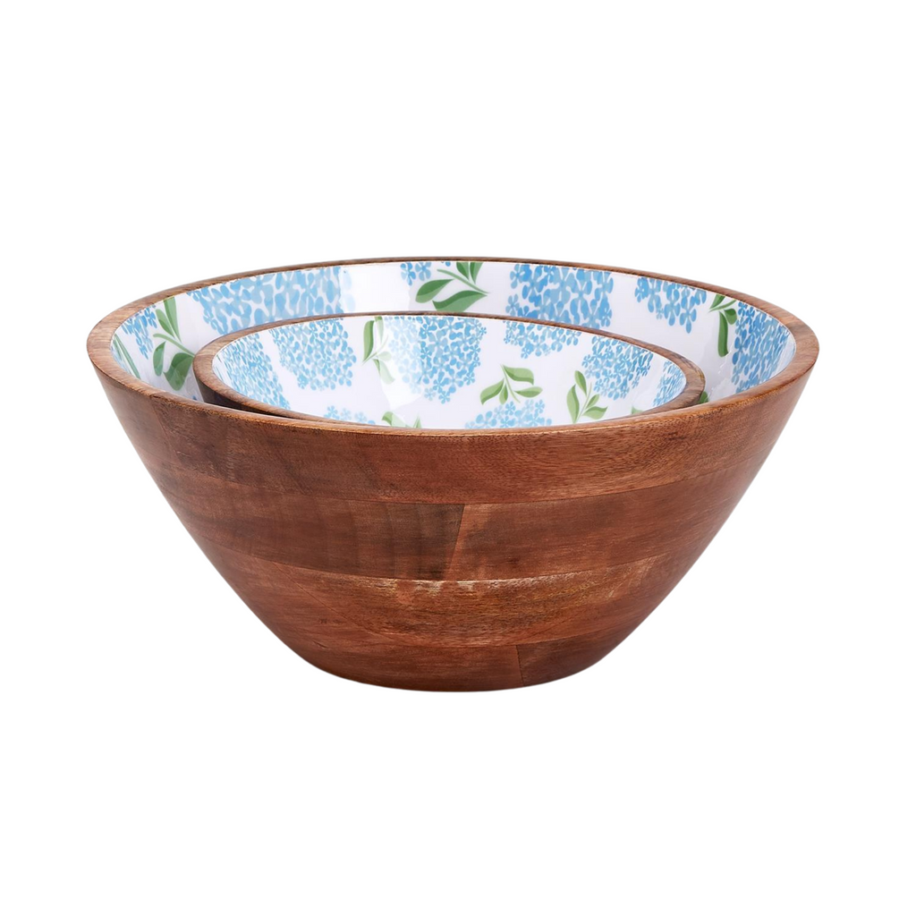 Set of 2 Hand-Crafted Wood Hydrangea Bowls - The Well Appointed House