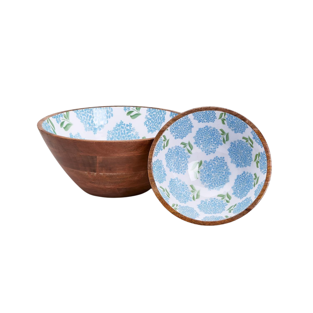 Set of 2 Hand-Crafted Wood Hydrangea Bowls - The Well Appointed House