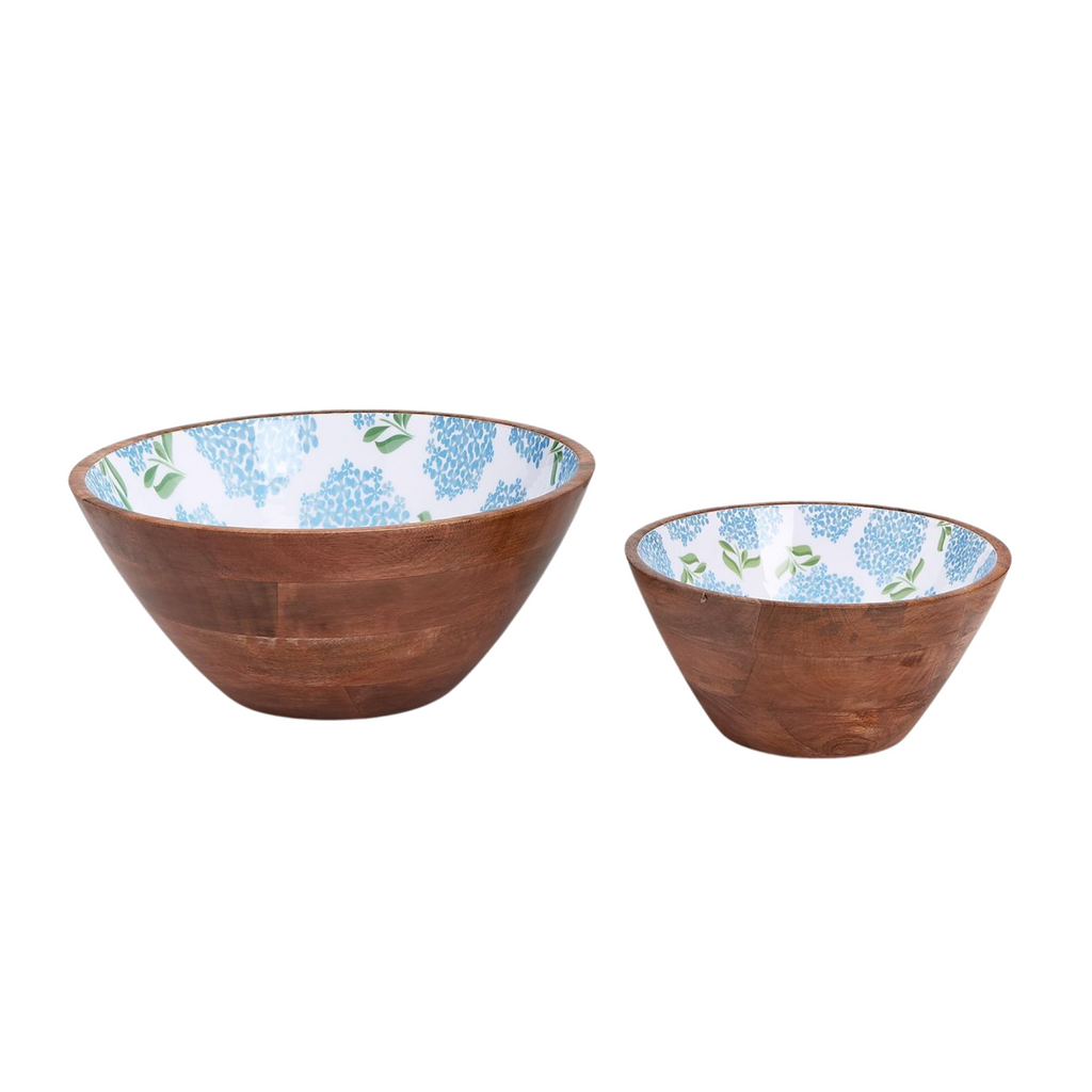 Set of 2 Hand-Crafted Wood Hydrangea Bowls - The Well Appointed House