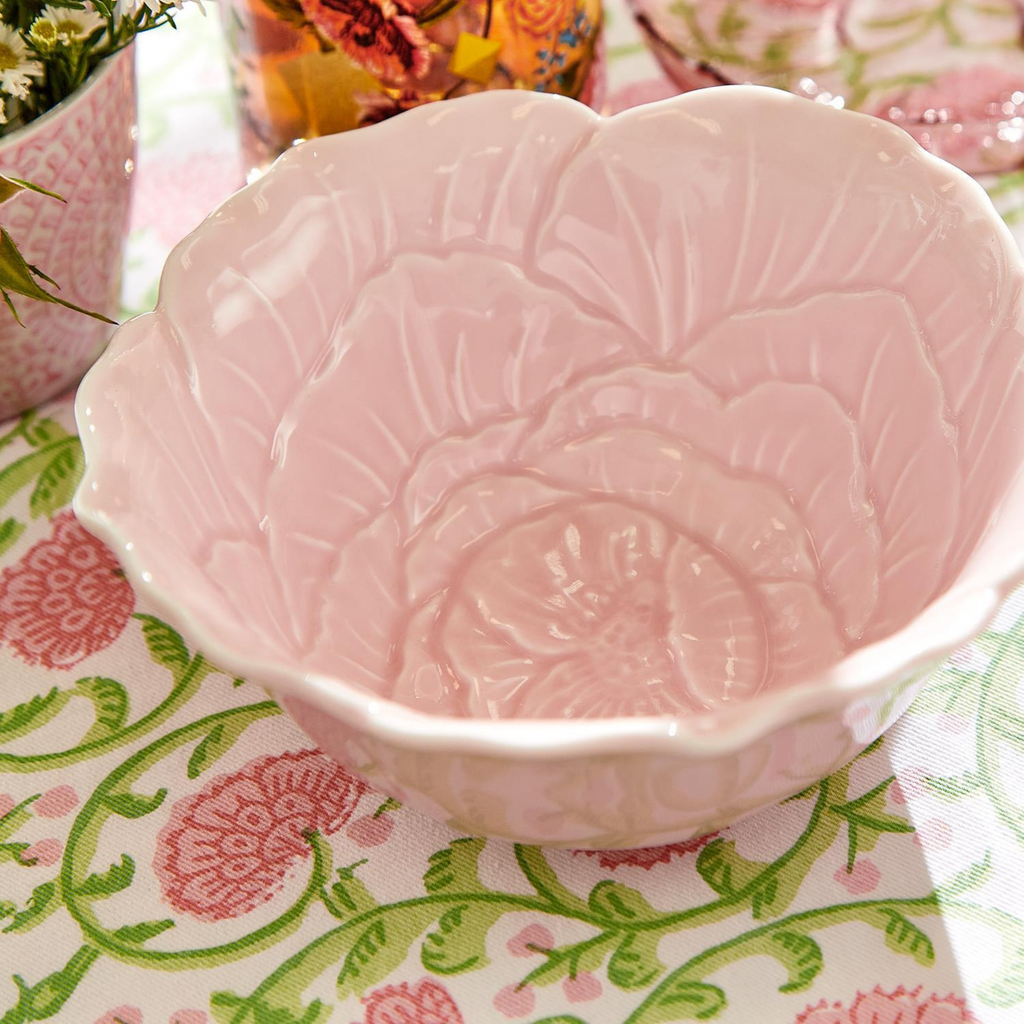 Set of Four Pretty Pink Porcelain Flower Tidbit Bowls - The Well Appointed House