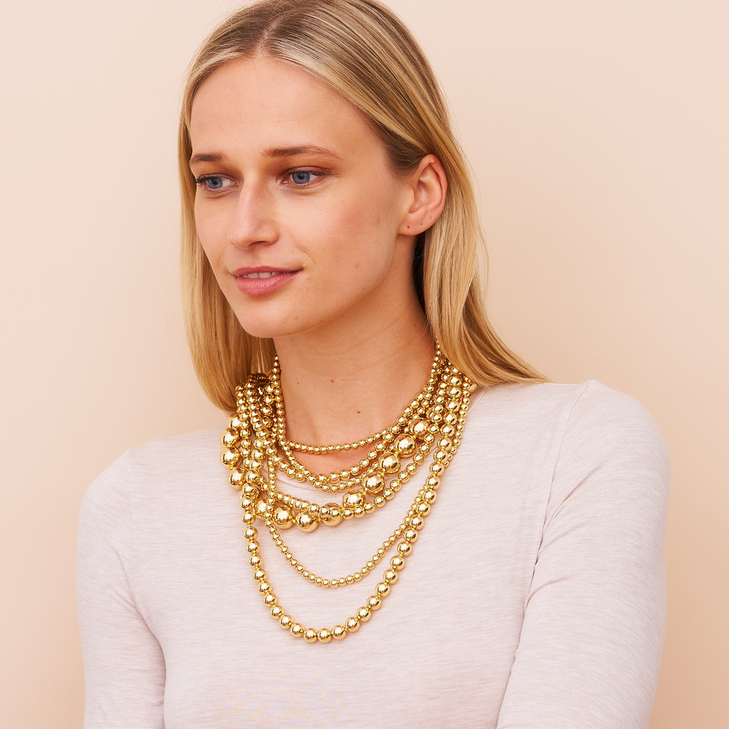 7 Row Gold Bead Necklace - The Well Appointed House