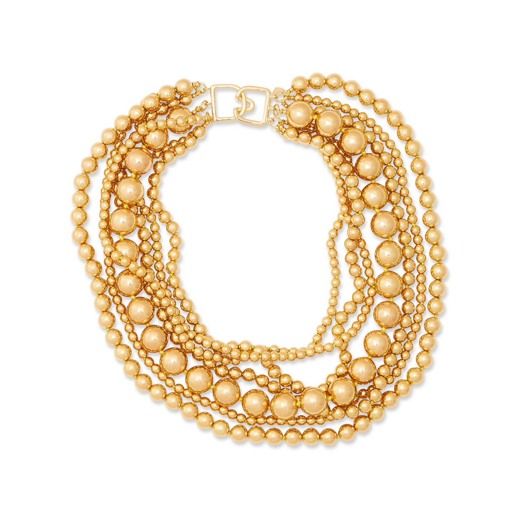 7 Row Gold Bead Necklace - The Well Appointed House