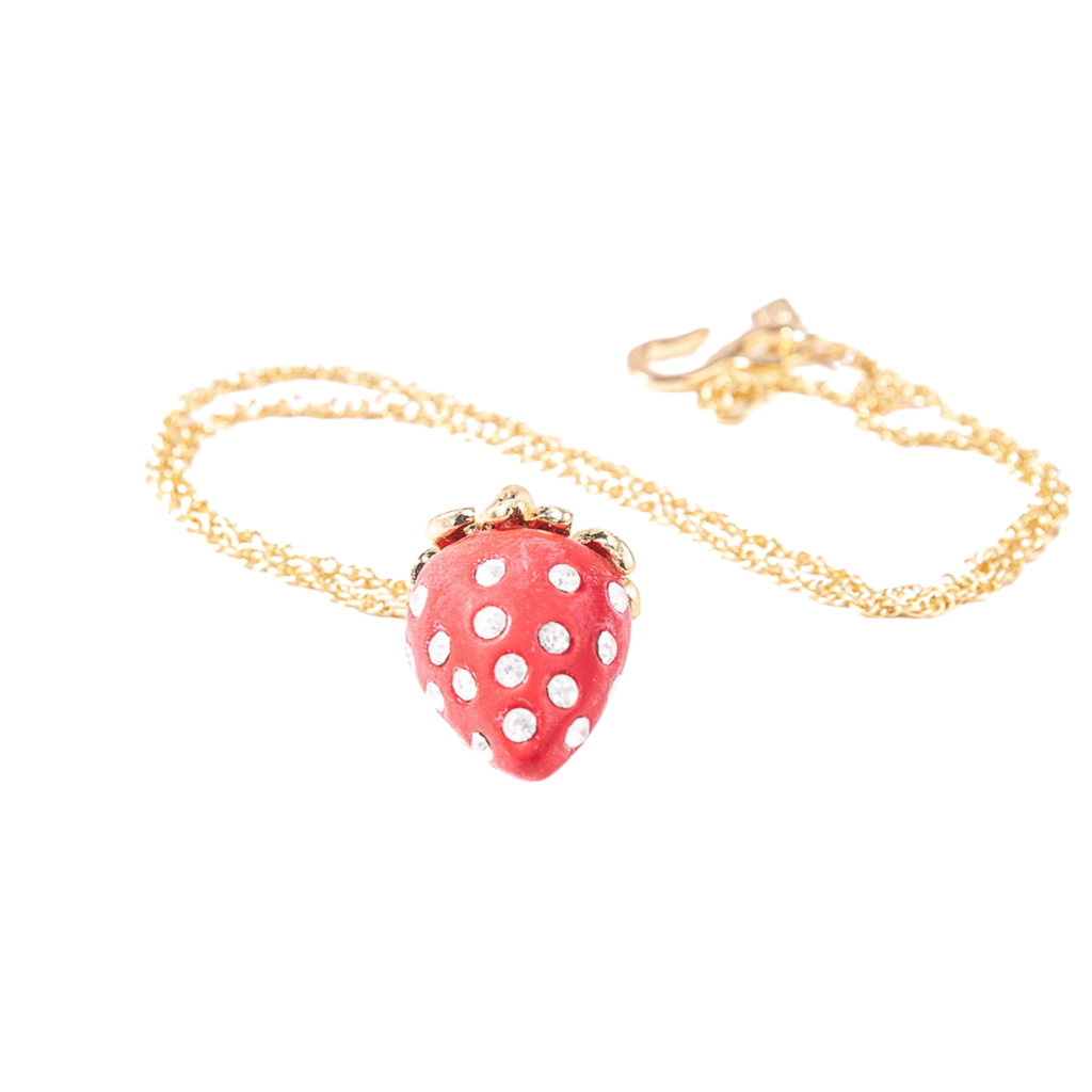 Gold Chain with Red and Crystal Strawberry Necklace - The Well Appointed House