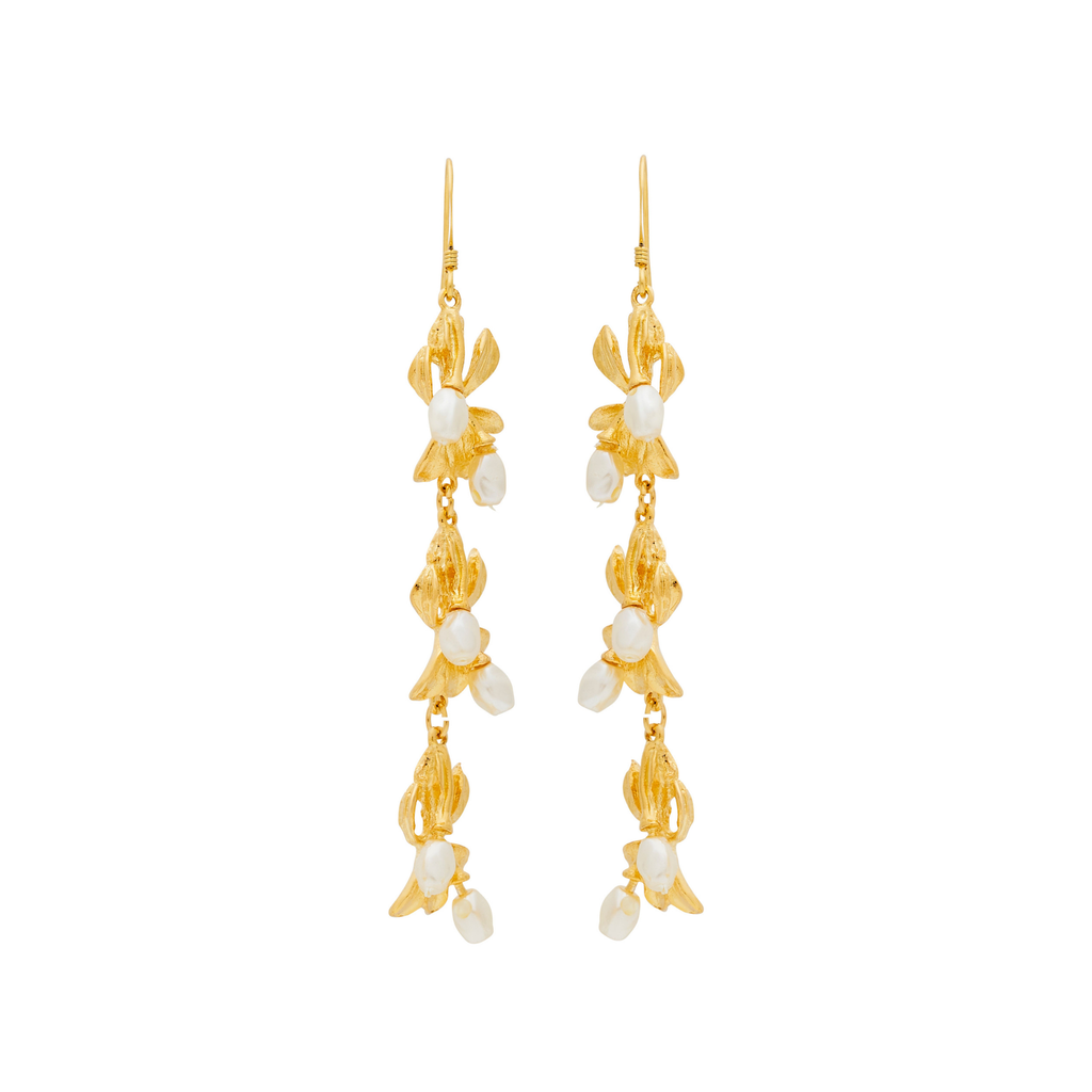 Pearl Flower Drop Pierced Earrings - The Well Appointed House