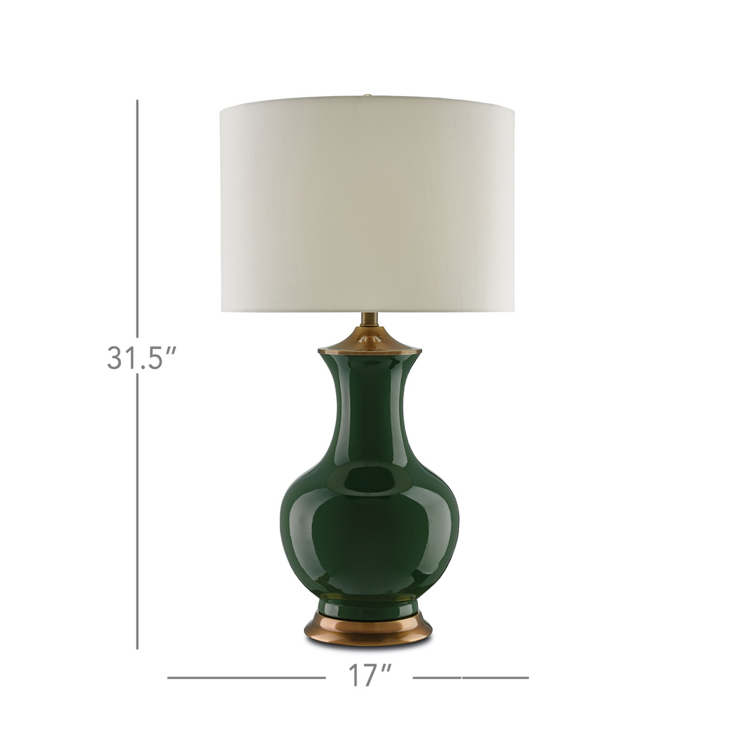 Green Ceramic Vase Table Lamp With Drum Shade - Table Lamps - The Well Appointed House