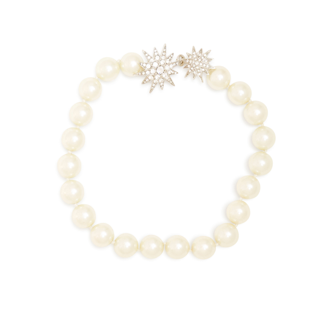 White Pearl & Rhodium Starburst Necklace - The Well Appointed House