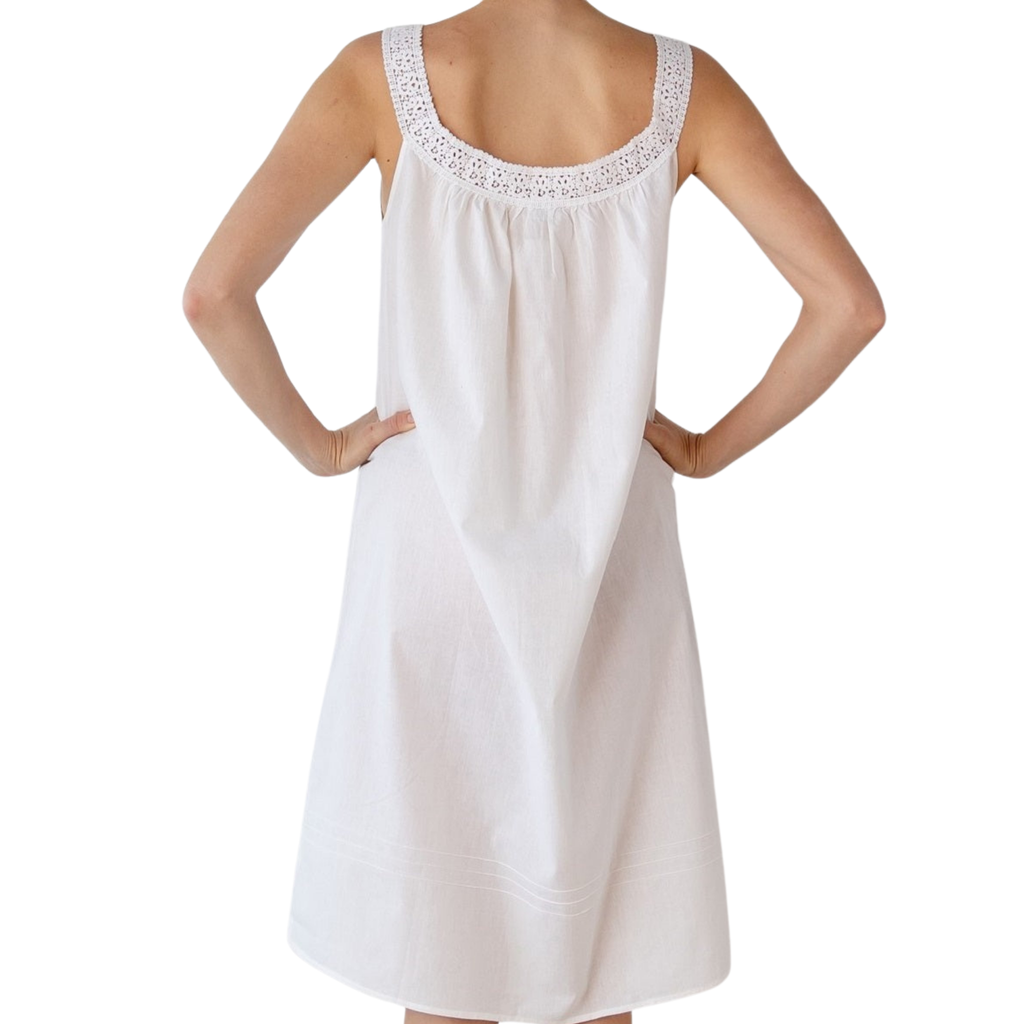 Meghan White Cotton Nightgown - The Well Appointed House