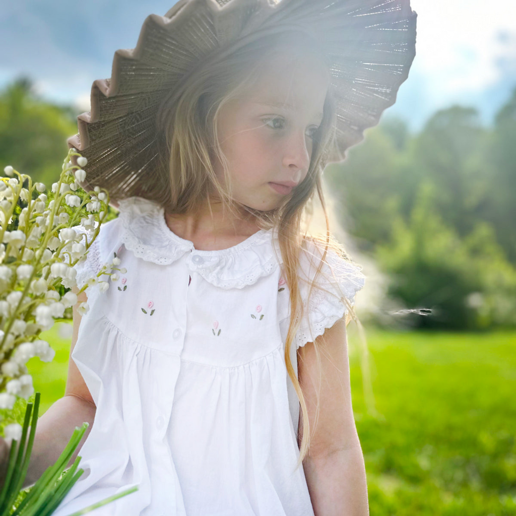 Gracie White Cotton Dress with Embroidery - The Well Appointed House