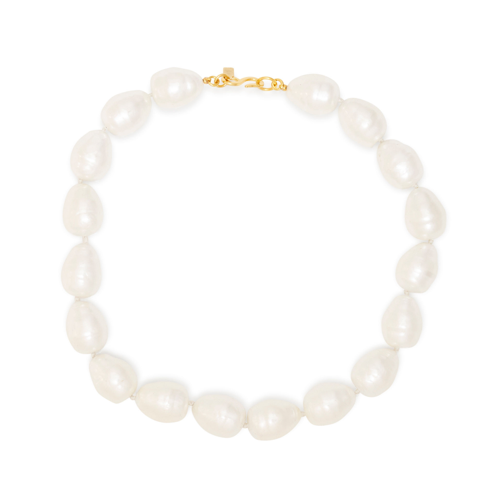 White Baroque Pearl Gold Necklace - The Well Appointed House