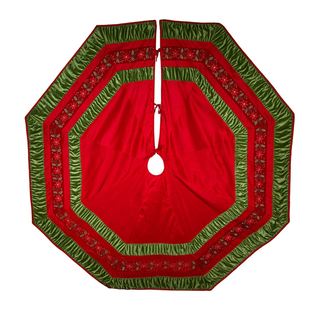 72" Red & Green Gathered Border Tree Skirt-The Well Appointed House