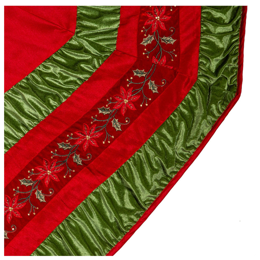 72" Red & Green Gathered Border Tree Skirt-The Well Appointed House