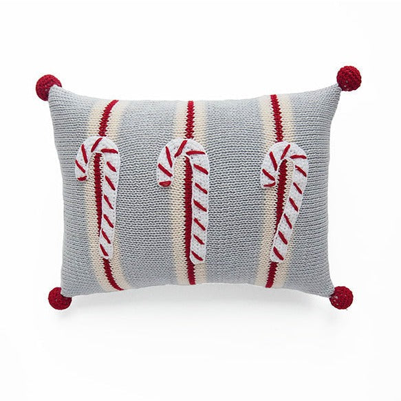 Candy Cane Mini Pillow in Grey - The Well Appointed House