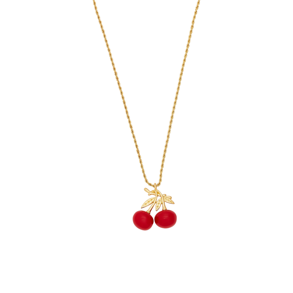 Gold Rope Chain & Cherry Pendant Necklace - The Well Appointed House