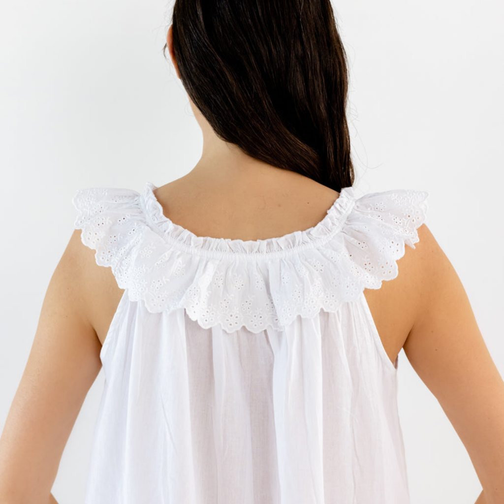 Mia White Cotton Nightgown - The Well Appointed House