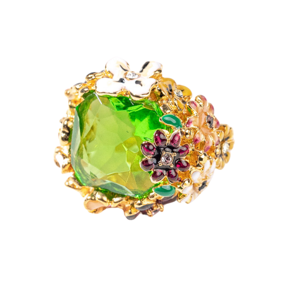 Peridot Center Flower Ring - The Well Appointed House