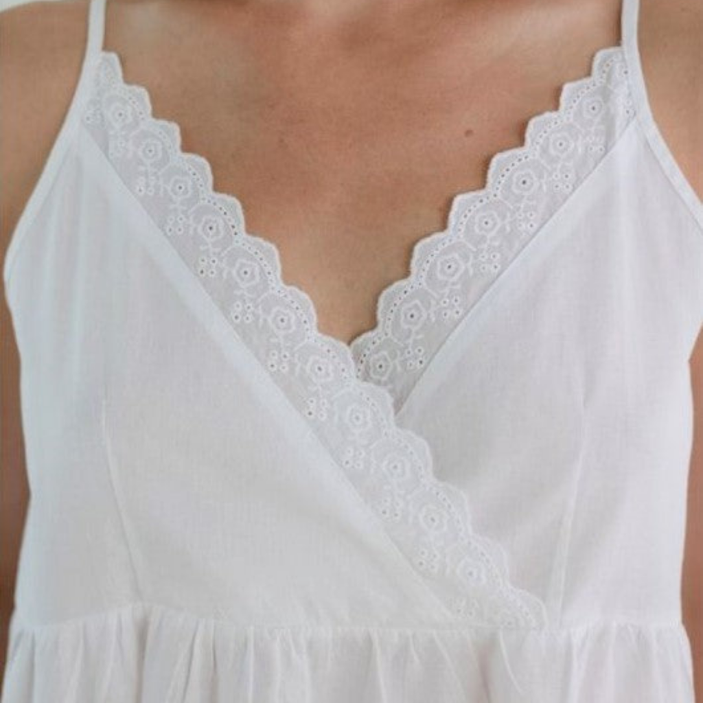 Cara White Cotton Nightgown - The Well Appointed House