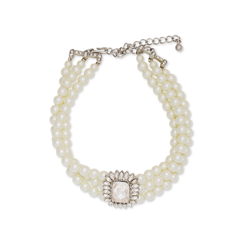 Three Row Pearl & Crystal Choker - The Well Appointed House