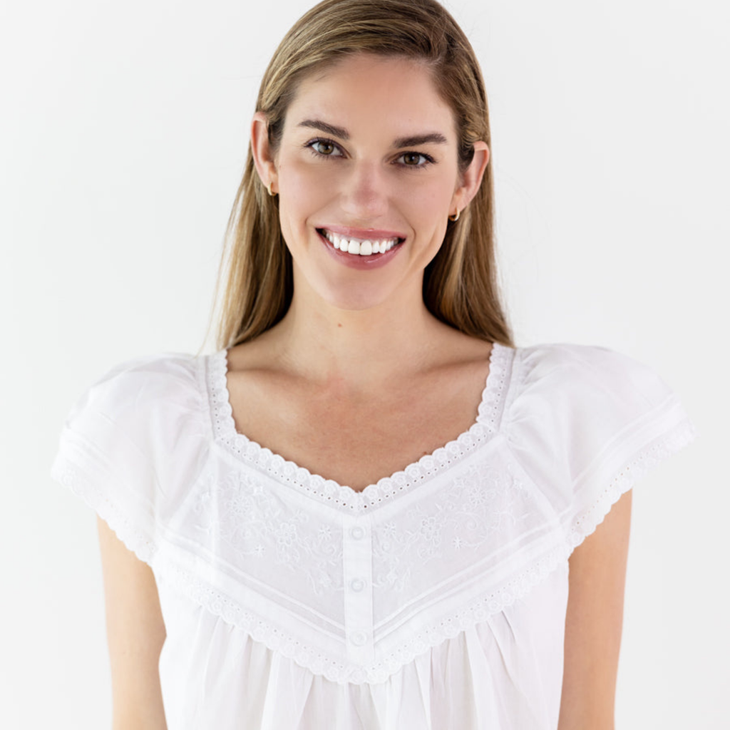 Valerie White Cotton Nightgown - The Well Appointed House