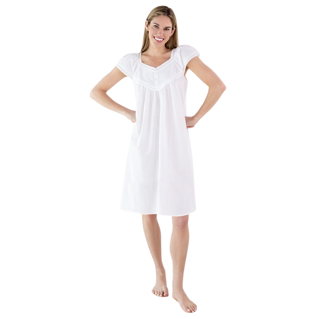 Valerie White Cotton Nightgown - The Well Appointed House