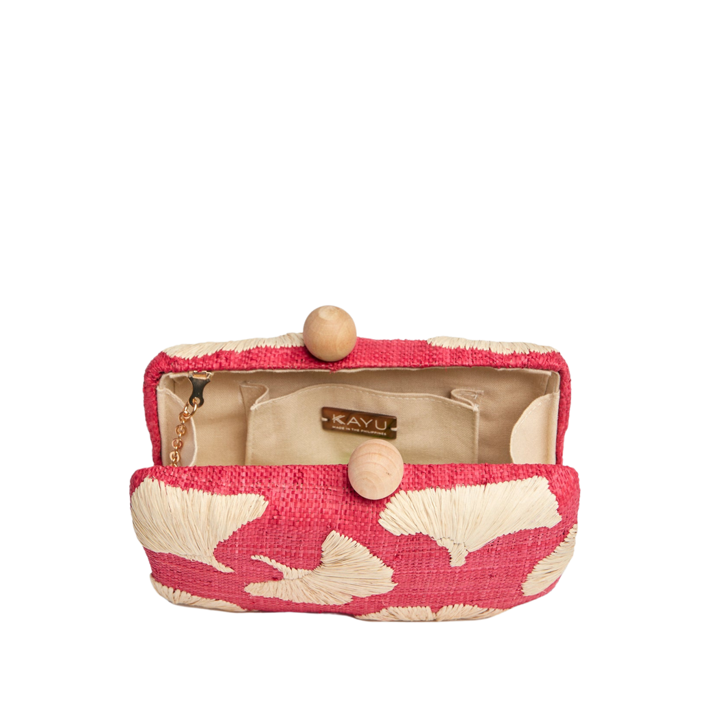 Ami Embroidered Straw Clutch Bag in Red - The Well Appointed House