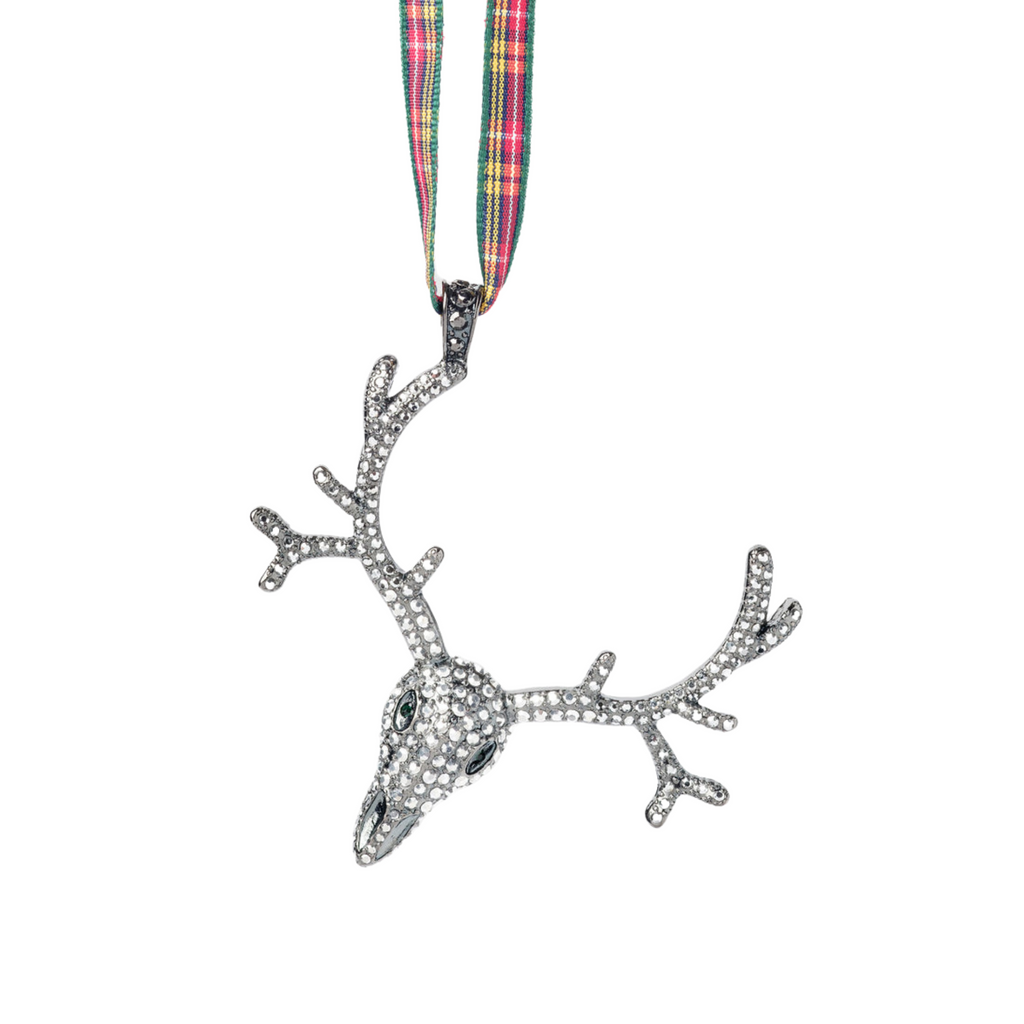 Antler Hanging Christmas Ornament With Tartan Ribbon - The Well Appointed House