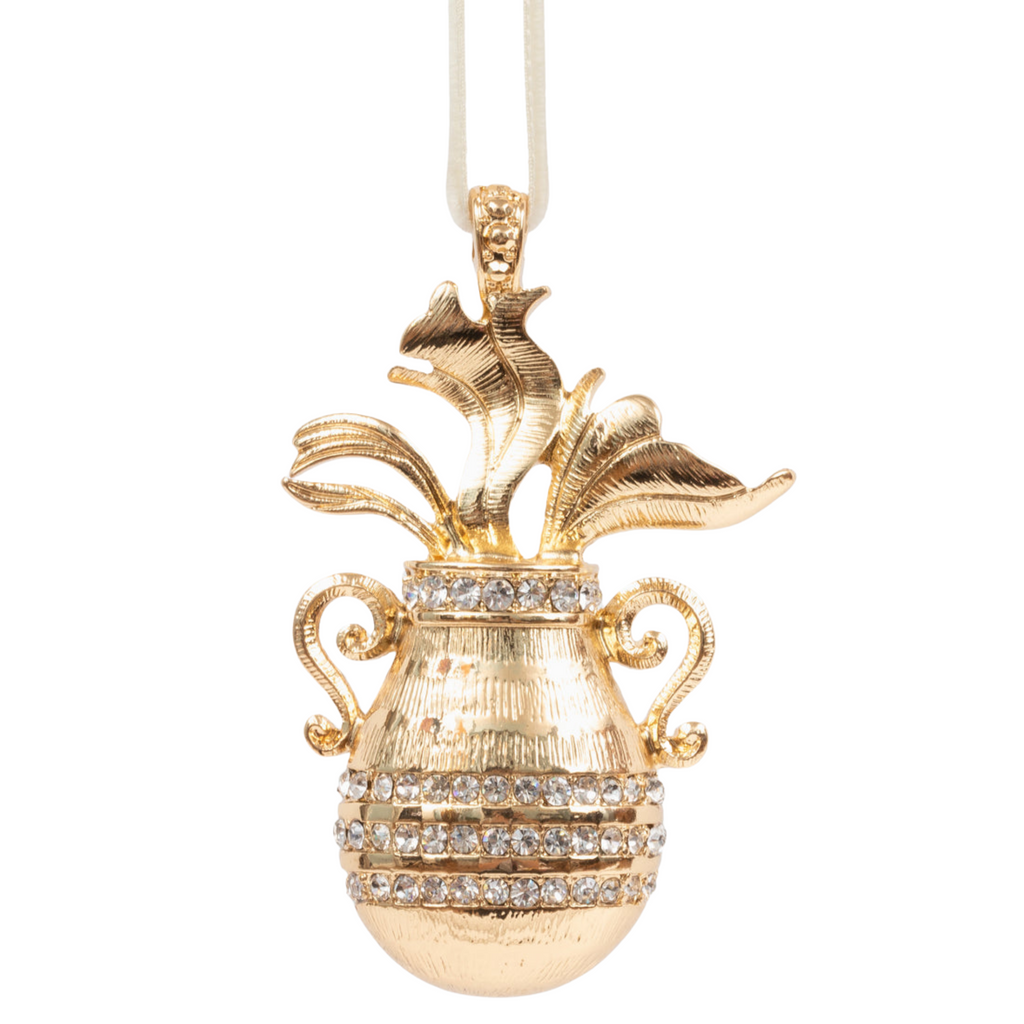 Aquarius Gold Hanging Christmas Ornament With Velvet Ribbon - The Well Appointed House