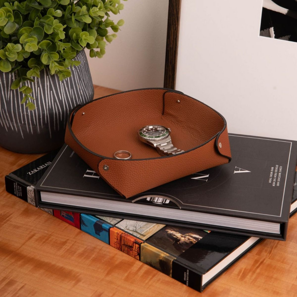 Alex Green Leather Valet Tray - The Well Appoointed House