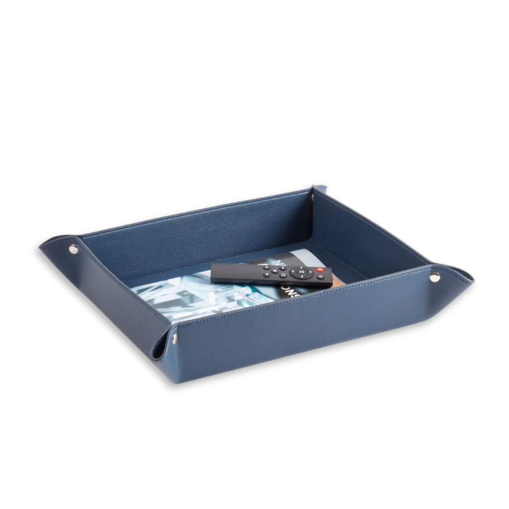 Navy Blue Leatherette Snap Valet - The Well Appointed House