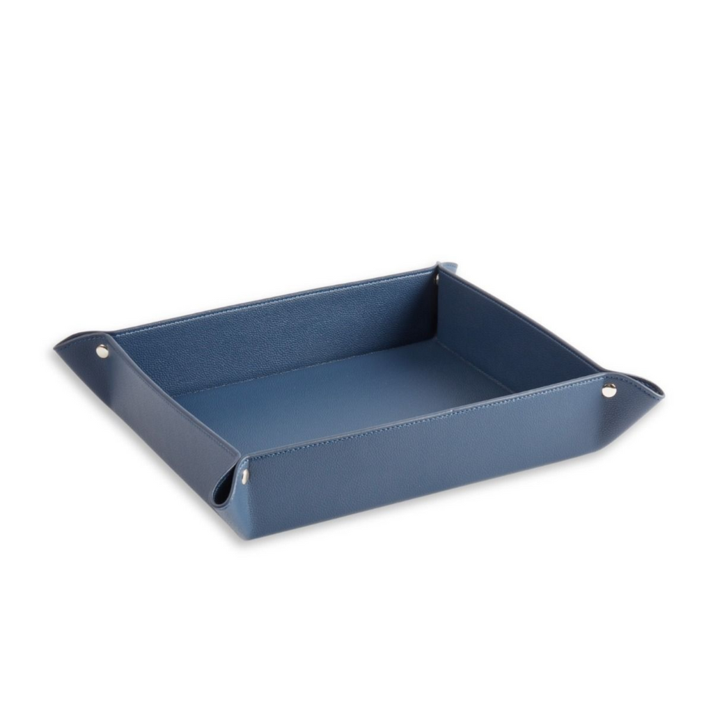 Navy Blue Leatherette Snap Valet - The Well Appointed House