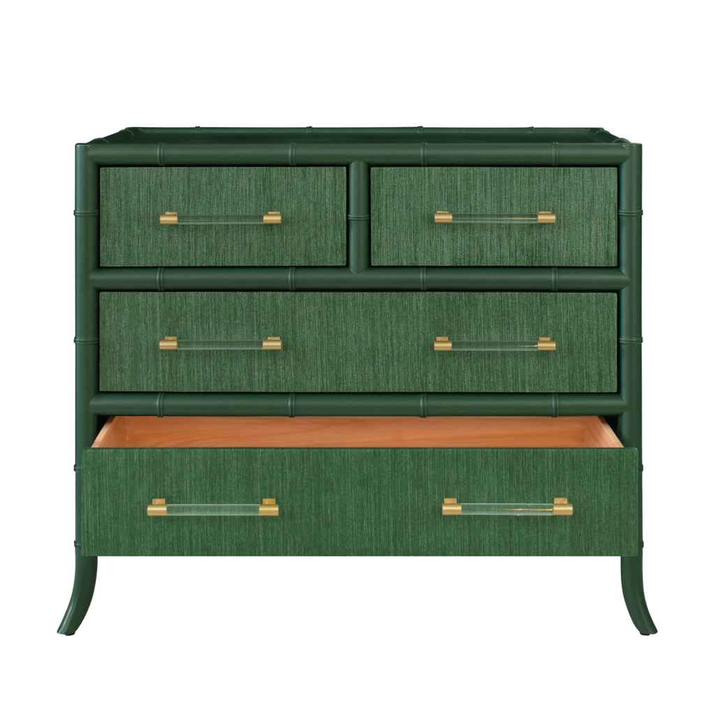 Beckett Green Grasscloth Four Drawer Chest - The Well Appointed House