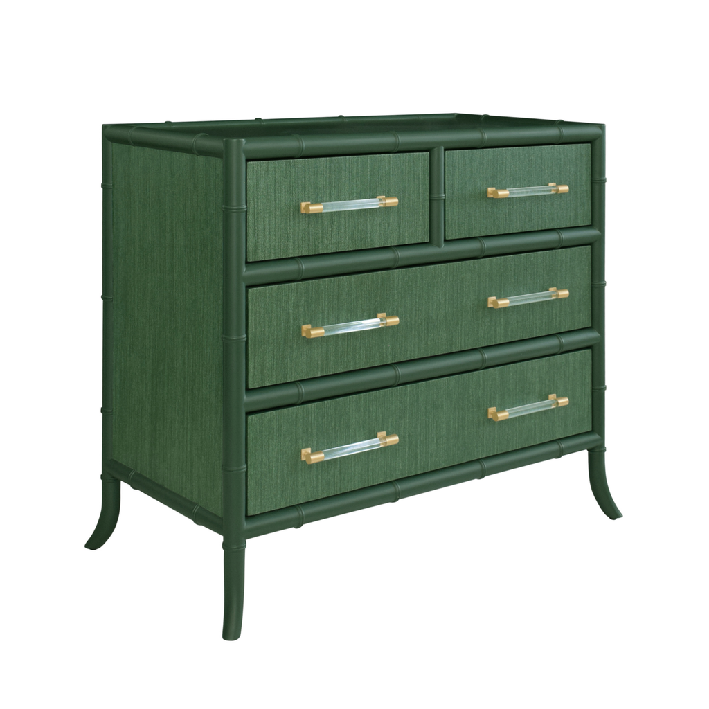 Beckett Green Grasscloth Four Drawer Chest - The Well Appointed House