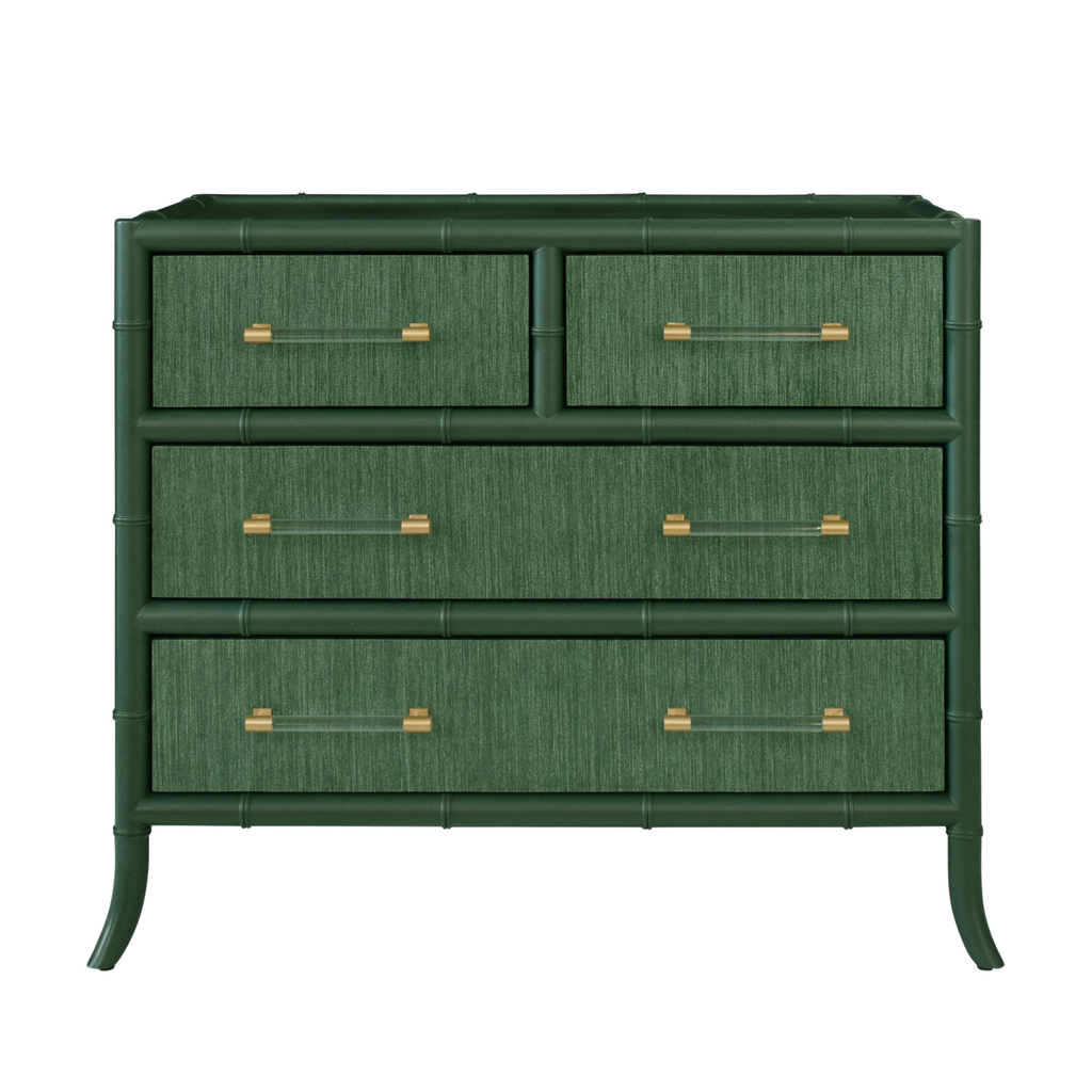 Beckett Green Grasscloth Four Drawer Chest - The Well Appointed House